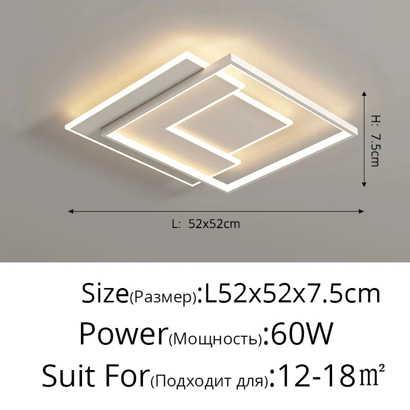 Modern Nordic Led Ceiling Light Square Minimalist Lamps for Kitchen Living Dining  Room Art Home Decoration Chandelier