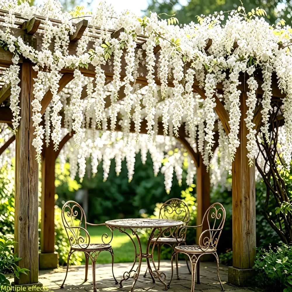 22PC White Rose Vine Wall Hangings and Easy-to-hang White Orchid Flowers Sets Suitable for Various Settings for Homes Wedding