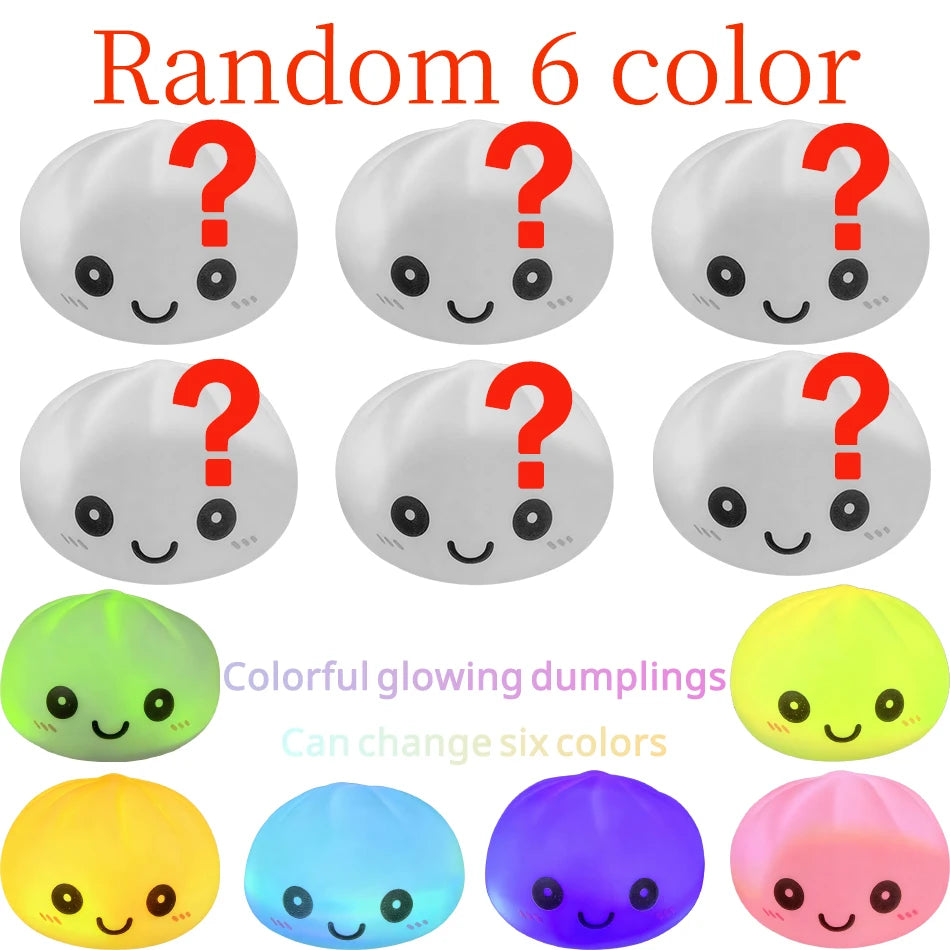 Healing silicone dumpling night light, pressable 6-color gradient LED light, office desktop stress relief gadget