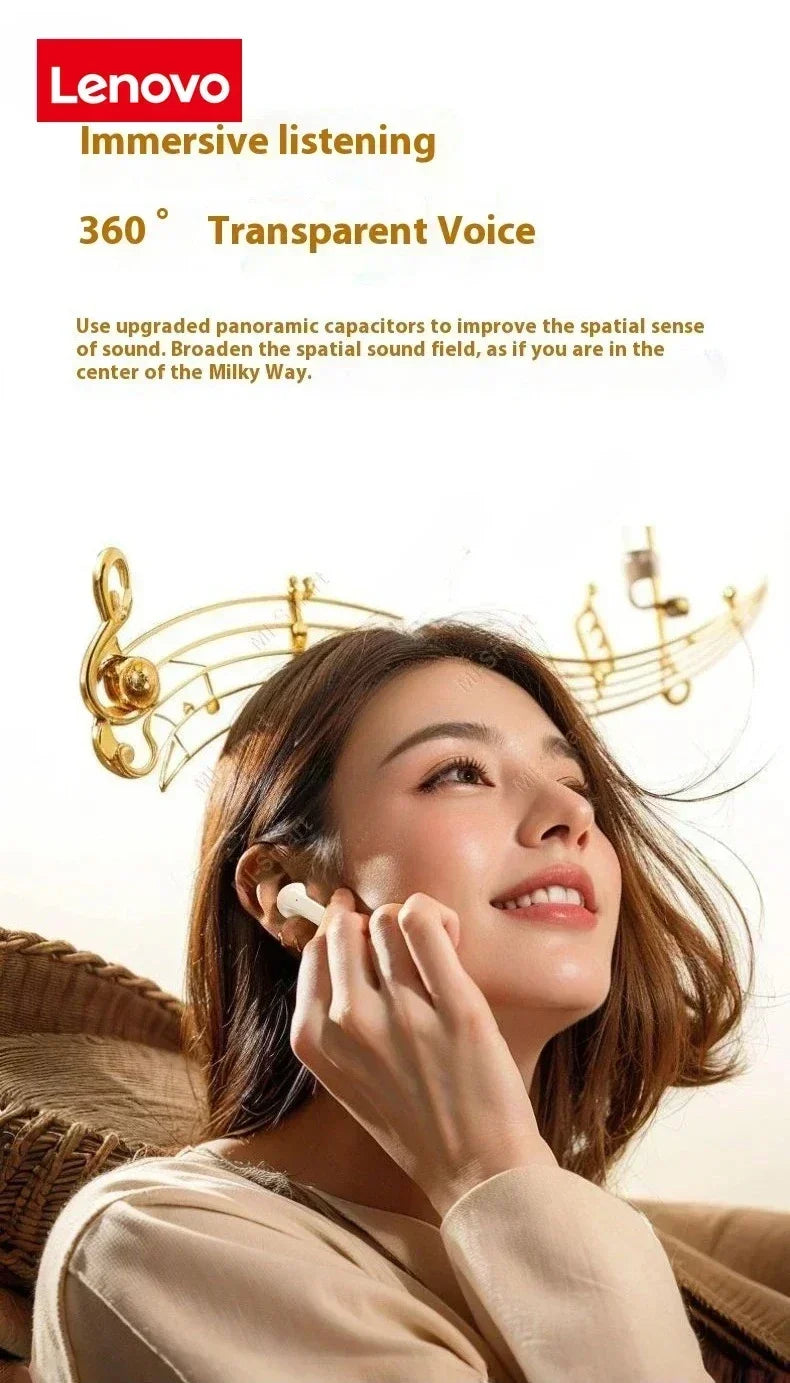 Lenovo Pro 5s Headphones Mini Portable Wireless Bluetooth Earphones Noise Reduction and Long Battery Life With Mic