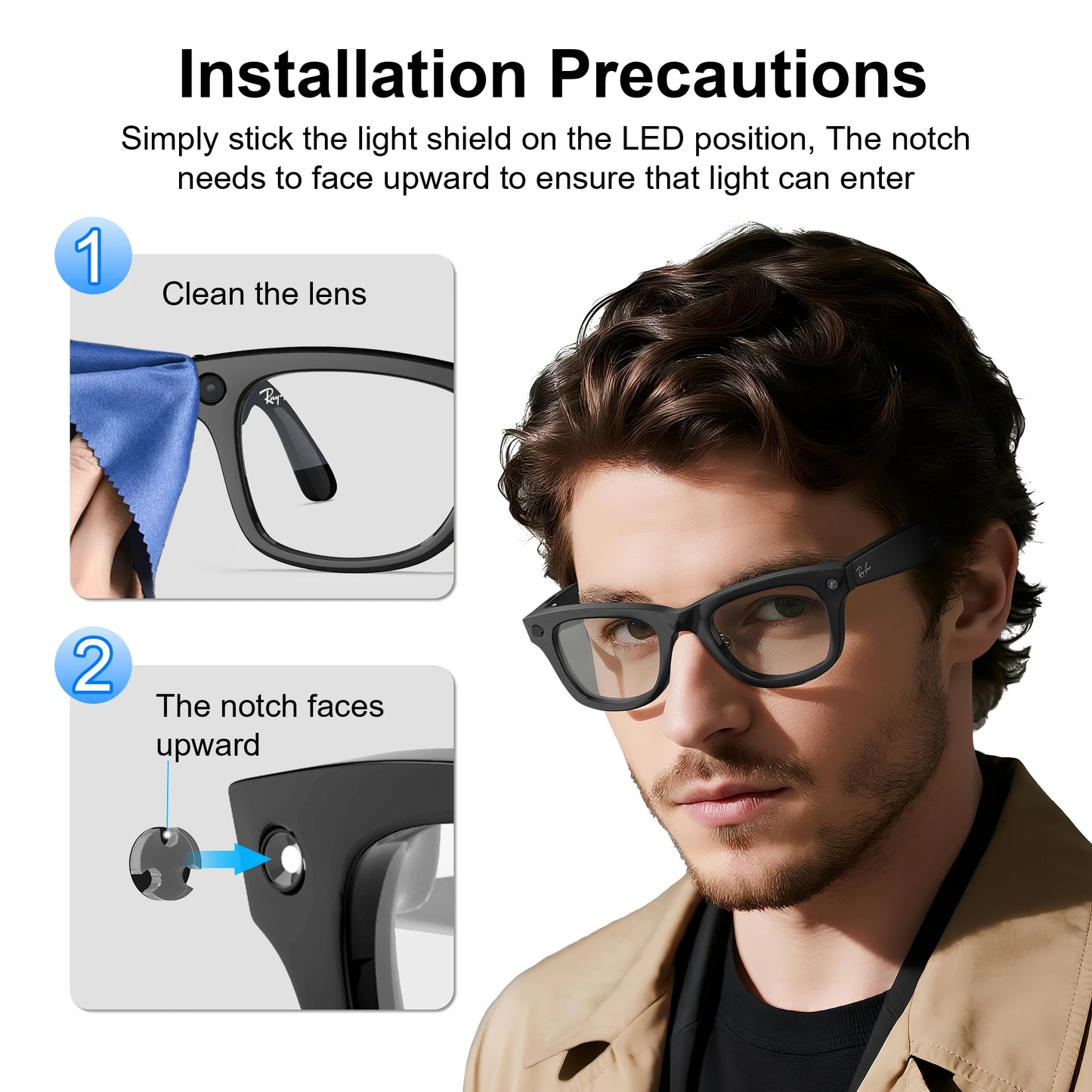 HIBLOKS Anti Glare Sticker For Ray-Ban Meta GEN2 Wayfarer/Skyler/Headliner & Oakley Meta HSTN Smart Glasses Accessories