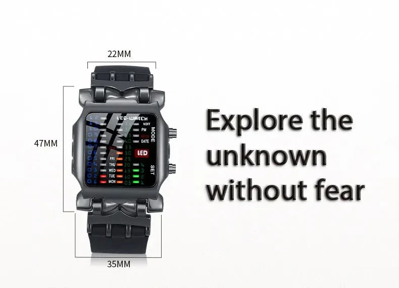 Binary Led Watch Creative Waterproof Business Electronic Watch Mens Trend Luminous Gift Sports Couple Date Time Display Watch