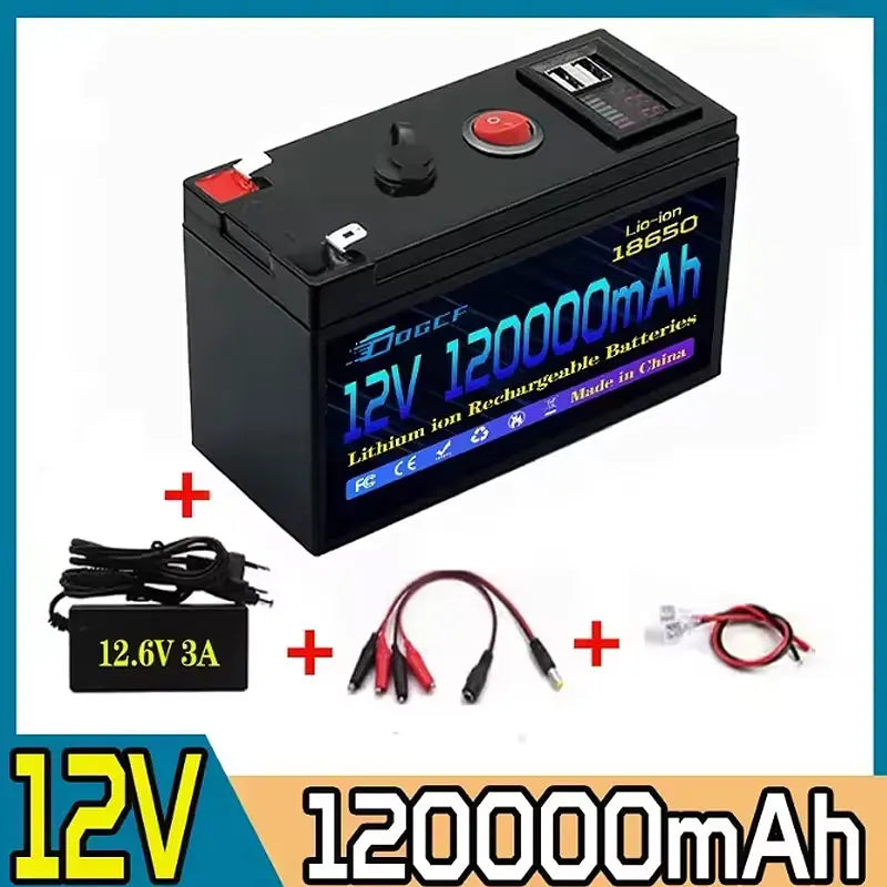 12V Battery 100Ah 18650 🔋2026 Rechargeable LiFePO4 Lithium Battery Built-in 5V 2.1A Usb Power Display Port Charger