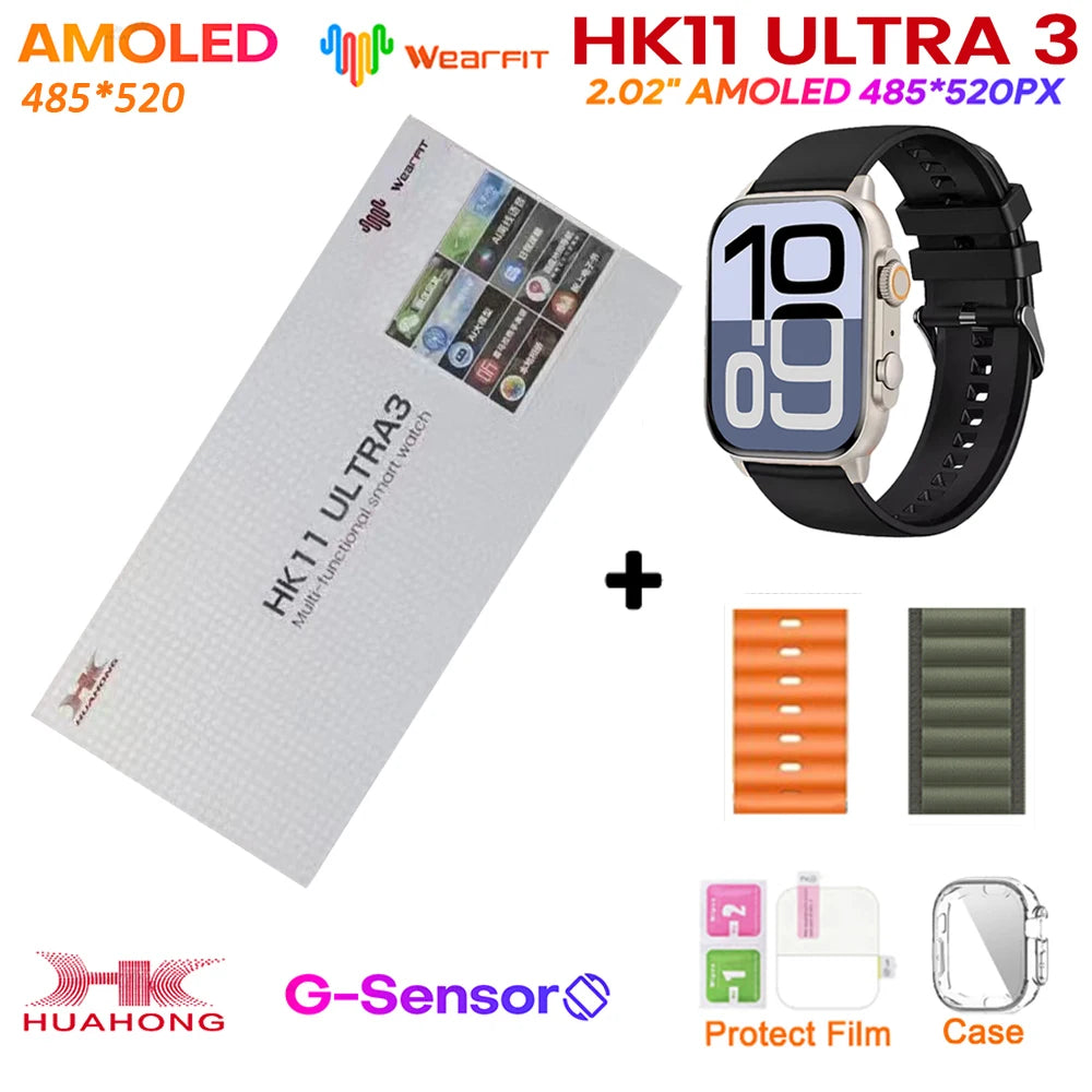 Upgrade Hk11 Ultra 3 Gen2 SmartWatch 4GB ROM AI ROBOT AMOLED Network 49mm G-Sensor ChatGPT NFC Compass GPS 3D Menu Music Watch