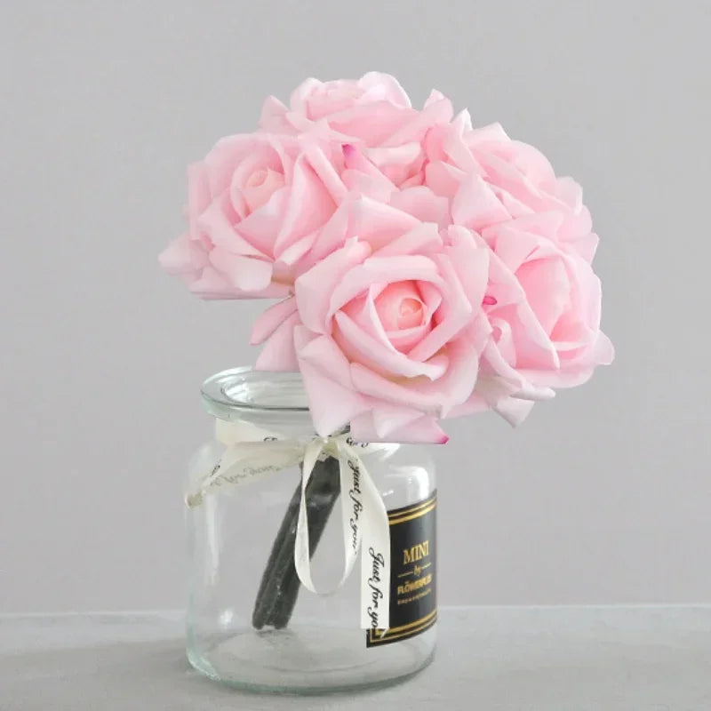 5 Head Curled Rose Bouquet with Artificial Moisture Sensation High-end Silk Flower Home Decoration Wedding Decoration