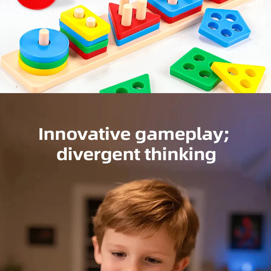 1set- Early education equipment geometric set columns, infant and child intelligence assembly building blocks boy/girl toys