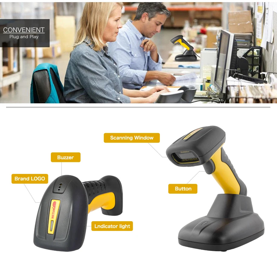 NETUM NT-1698W Handheld Wirelress Barcode Scanner AND NT-1228BL Bluetooth 1D/2D QR Bar Code Reader PDF417 for IOS Android IPAD