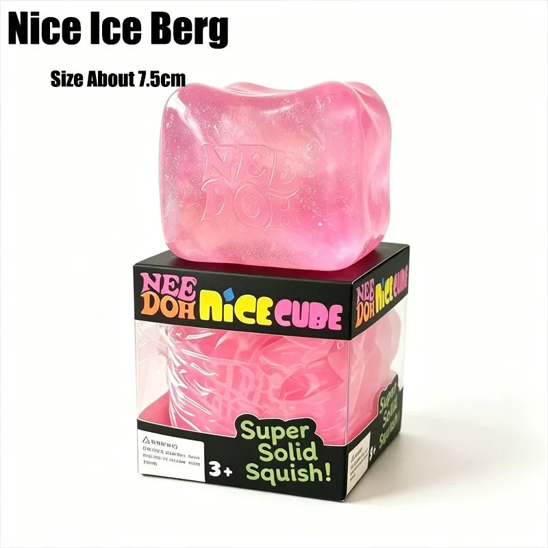 Needoh Nice Berg Giant Sensory Cube Maltose Toy 4 Pack Mini Baby Teenie Cube Squeeze Slow Rebound Stress Reliever Sensory Play