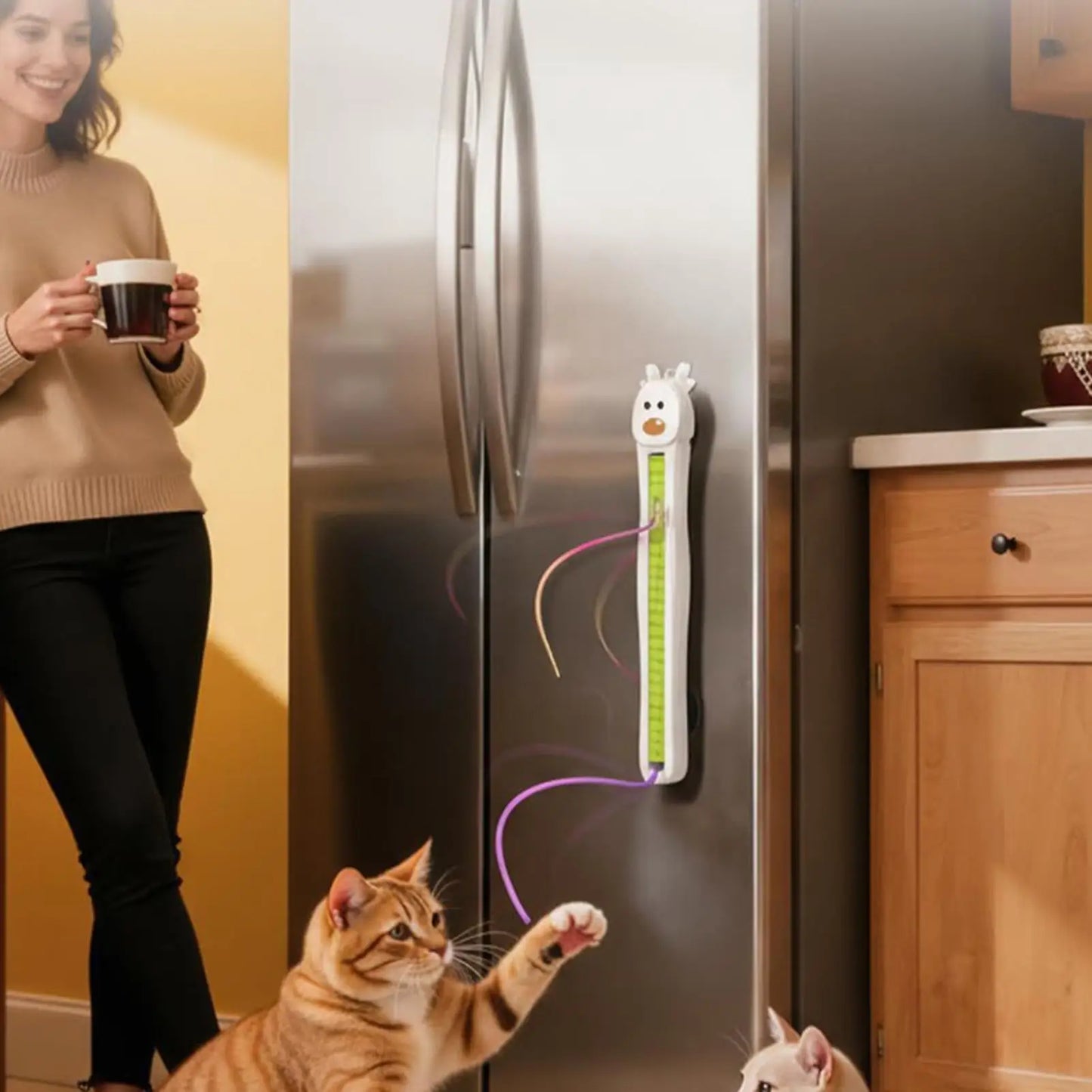 Electronic Cat Toys Wall Mounted Flying Rope Interactive Exercise Rechargeable Cat Enrichment Toys for Home Living Room Kitchen