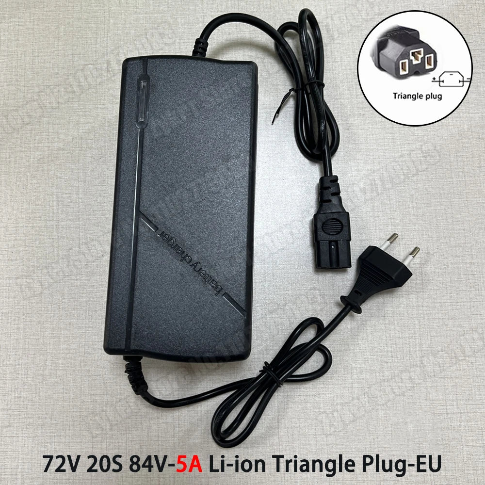 60V 72V 5A Lithium Battery Charger 67.2V 84V 5A Lithium Battery Pack 16S 20S 5A Smart Intelligent Fast Charging Chargers EU Plug