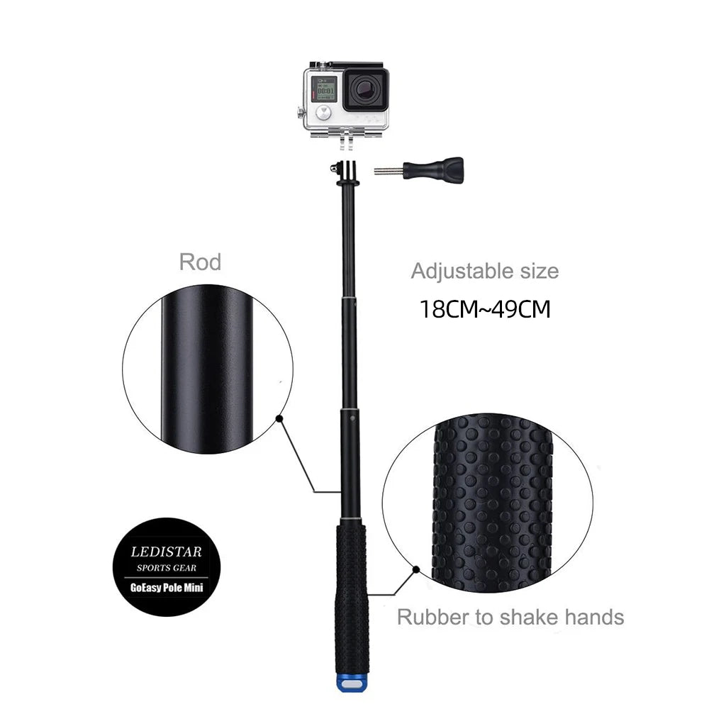 Aluminum Alloy Monopod Selfie Stick Hand Grip Pole for GoPro Hero 13 12 11 10 9 8 7 Insta360 SJCAM AKASO DJI OSMO Action Camera