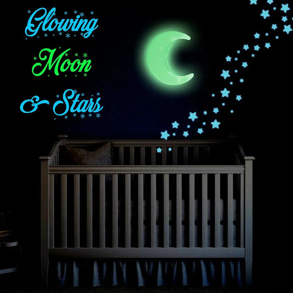 100 Wall Glow In The Dark Stars Stickers Baby Kids Nursery Bed Room Ceiling Cute