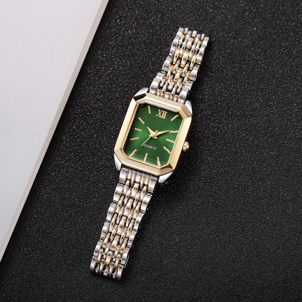 Fashion Mix Gold Women Quartz Watch Ladies Rectangle Roma Dial Wristwatch Reloj Mujer Girls Clock Gift (Without Box)