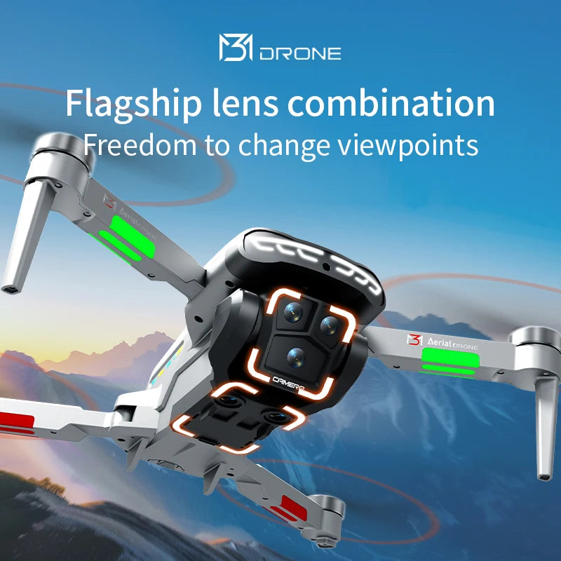 New Obstacle Avoidance M3 Drone Brushless Motor Helicopter Optical Flow Hovering GPS 8K 3 Camera Foldable Quadrotor Aircraft Toy