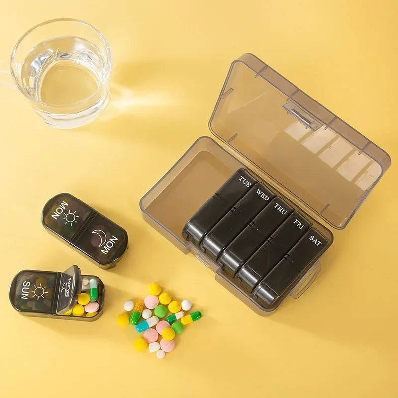 1PC Weekly Pill Case Pillbox 7 Days Medicine Tablet Box Portable Travel Drugs Storage Organizer Secret Compartments Pill Box