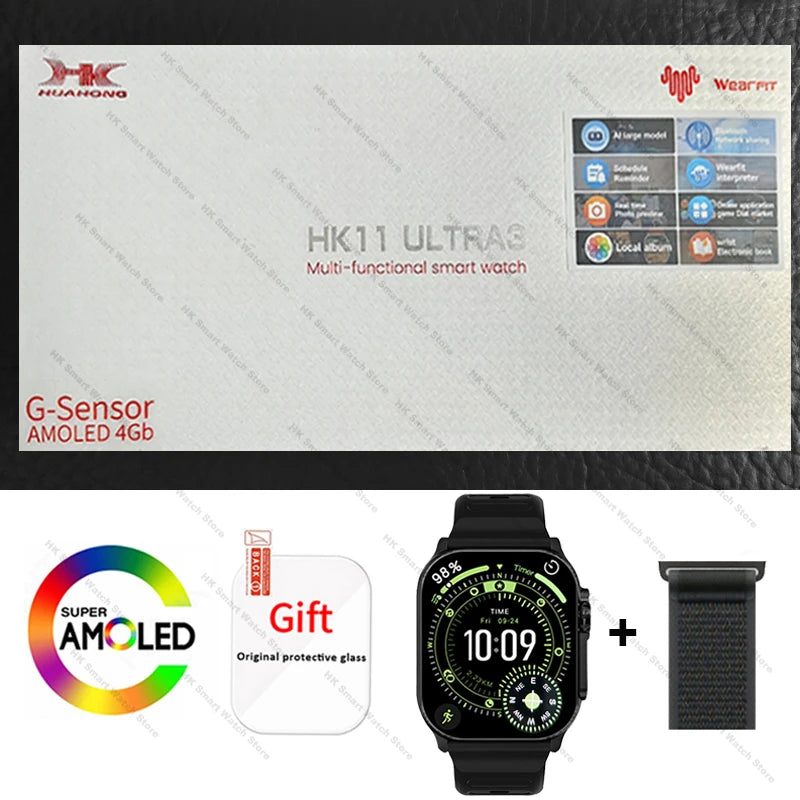 2026 New HK 11 ULTRA 3 Max Smartwatch 49mm AMOLED 4G ROM AI Robot Bluetooth Network Call Clock NFC Compass Smart Watch Men Women