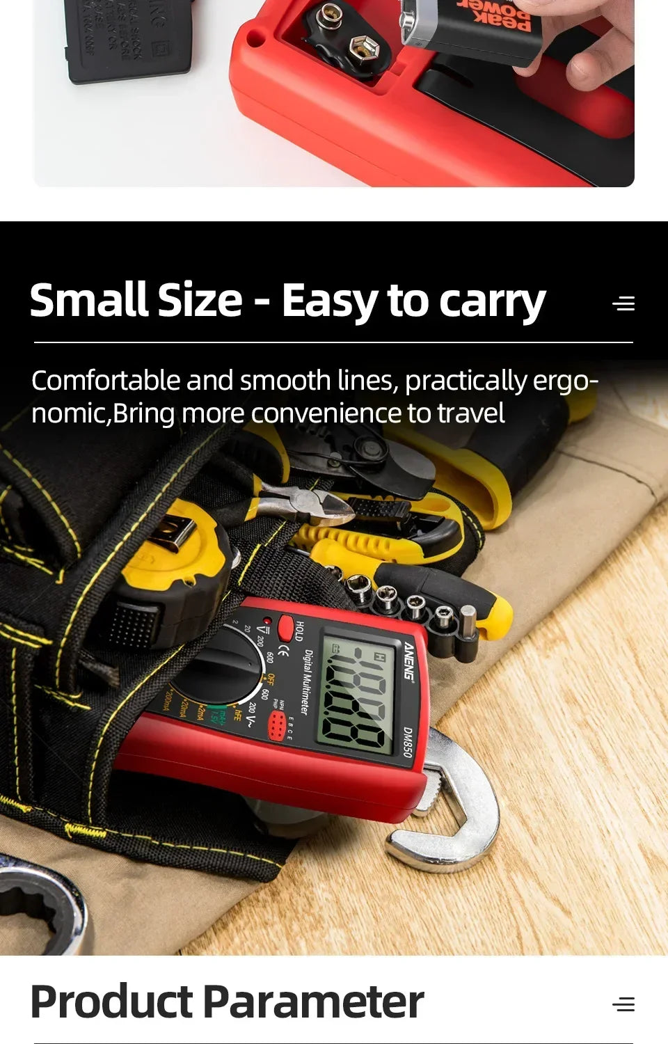 Smart Digital Multimeter Automatic 1999 Count AC/DC Current Voltage Handheld ANENG DM850 Buzzer Resistance Diode Electrician Tes
