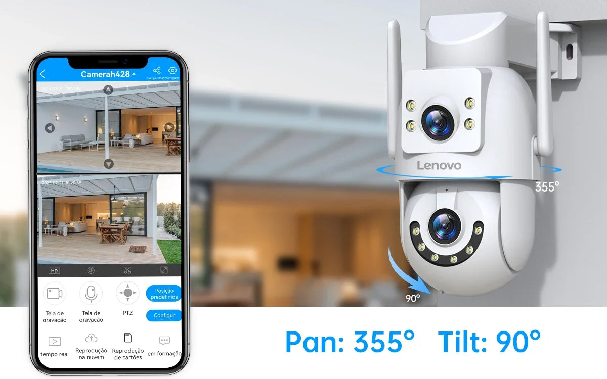 Lenovo Outdoor Security Camera 4K HD IP Camera  with Dual Lens PTZ Color Night Vision CCTV Video Surveillance Protection