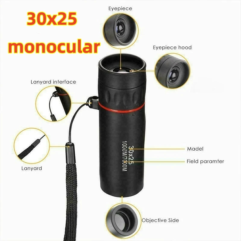 9000x25 HD Zoom Portable Powerful Binoculars Long Range BAK4 Telescope Jumelles Folding Optics for Outdoor Hunting Camping