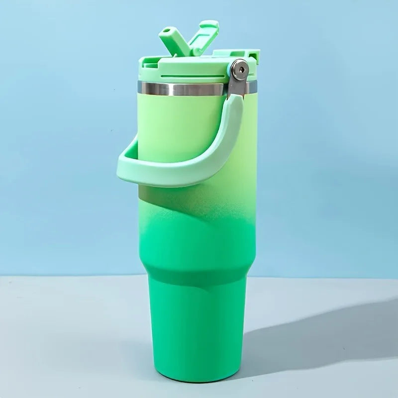 890ML Stainless Steel Thermos Cup with Straw  Keep Cold and Hot Car Coffee Cup Portable Vacuum Flask Travel Thermos Water Bottle