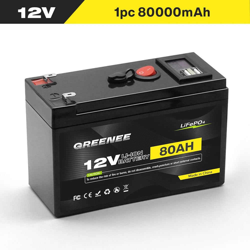 12V 150Ah Lithium LiFePO4 Deep Cycle Battery, 4000+ Cycles Rechargeable Battery, Lithium Iron Phosphate for Solar/Wind Power