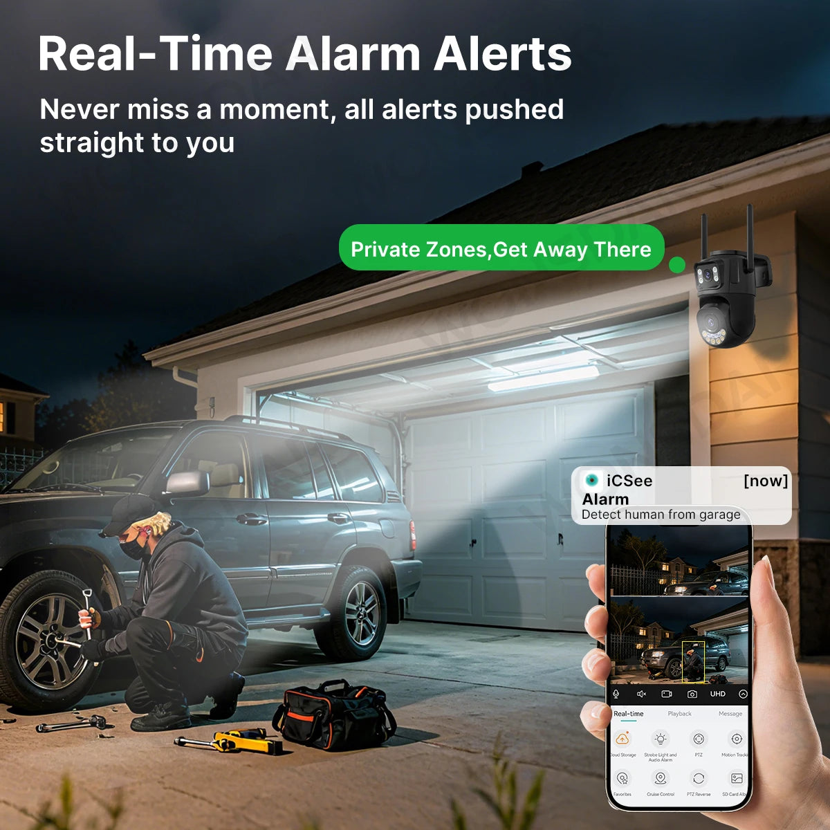 External Wifi PTZ Camera Dual Lens 2.4Ghz&5Ghz WiFi Outdoor IP Camera Auto Tracking Security Protection CCTV Surveillance iCsee