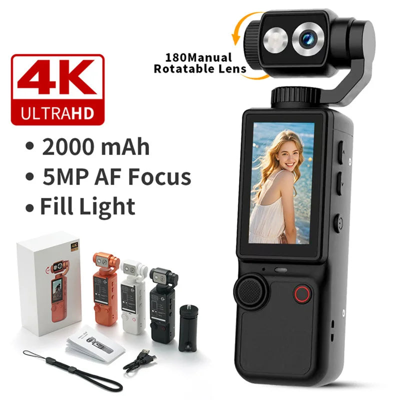 Lenovo 4K HD WiFi Sports Wearable Camera Autofocus High Pixel Long Battery Life Portable Pocket Cam For Motorcycle And Vlogging
