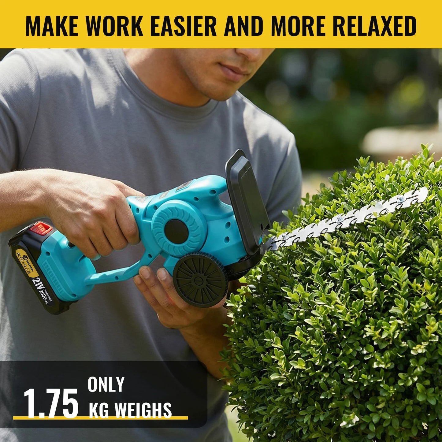 CONENTOOL 2in1 21V Cordless Hedge Trimmer 20000RPM 9 Inch Electric Shrub Pruning Shears Grass Cutter for Makita 18V Battery Pin