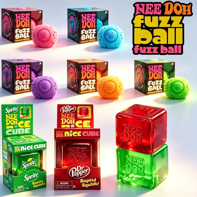 NeeDoh Fuzz Ball Series Desktop decompress Ornament Stress Relief Toys Squishy Toys for Under Pressure Fun Soft Stress Ball gift