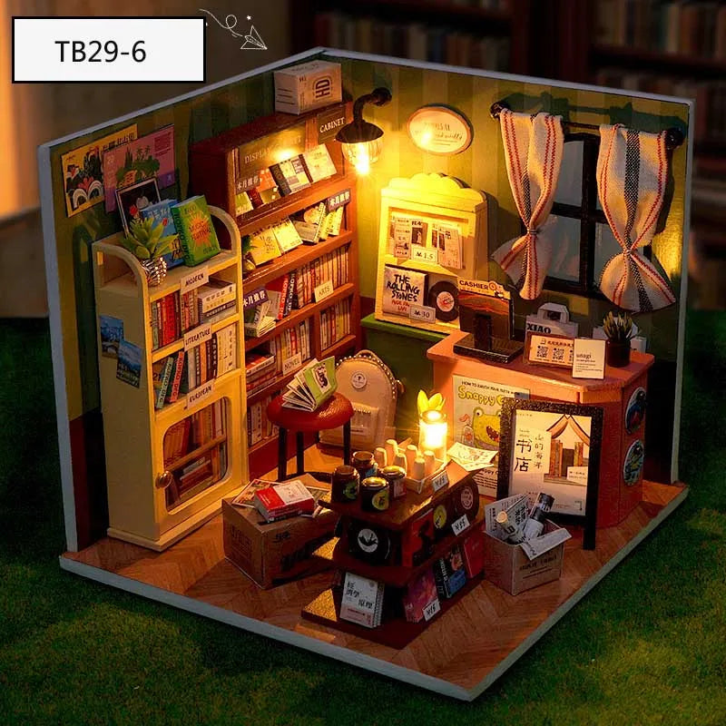 DIY Doll House Wooden Miniature Kit with Furniture Set Handmade Model Assembly Toy Case for Birthday Gifts