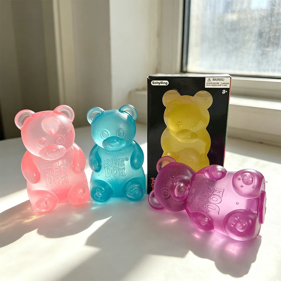 NeeDoh Gummy Bear Squishy Toy Soft Stress Relief Sensory Fidget Squeeze Toy for Kids & Adults Non-Toxic Anxiety Relief Desk Toy