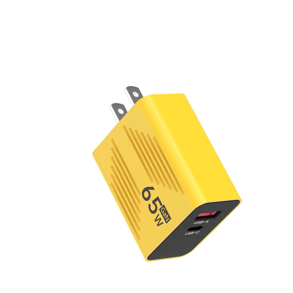 65W GaN USB C Fast Charger PD QC 3.0 Travel Wall Adapter with UK US EU Plug for iPhone Samsung Xiaomi Huawei Mobile Phone
