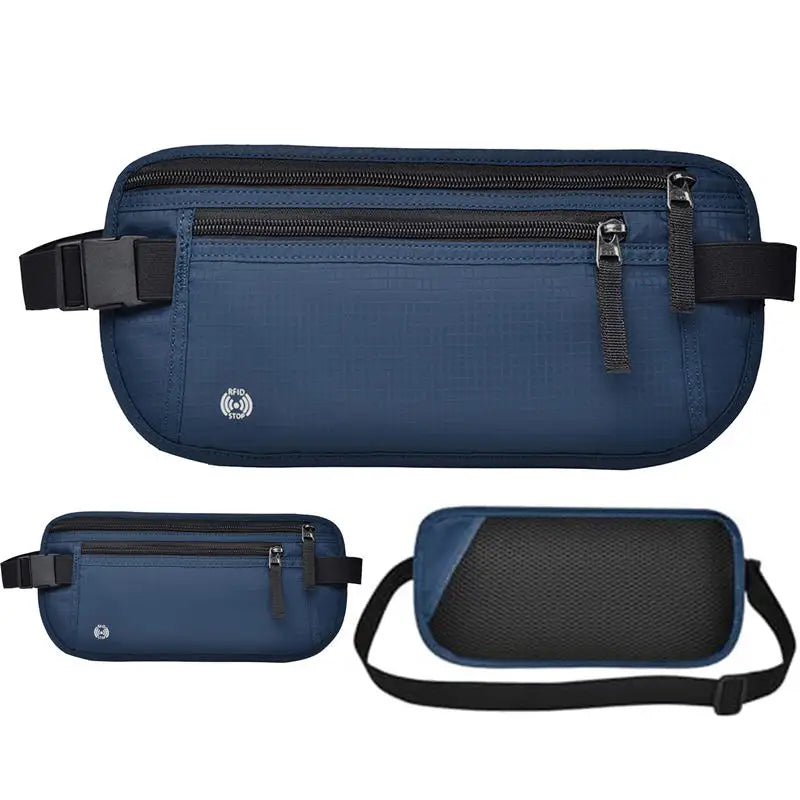 RFID Blocking Waterproof Sport Travel Phone Money Belt Bag Fanny Packs Men Women Hidden Wallet Passport Holder Bag Big Capacity