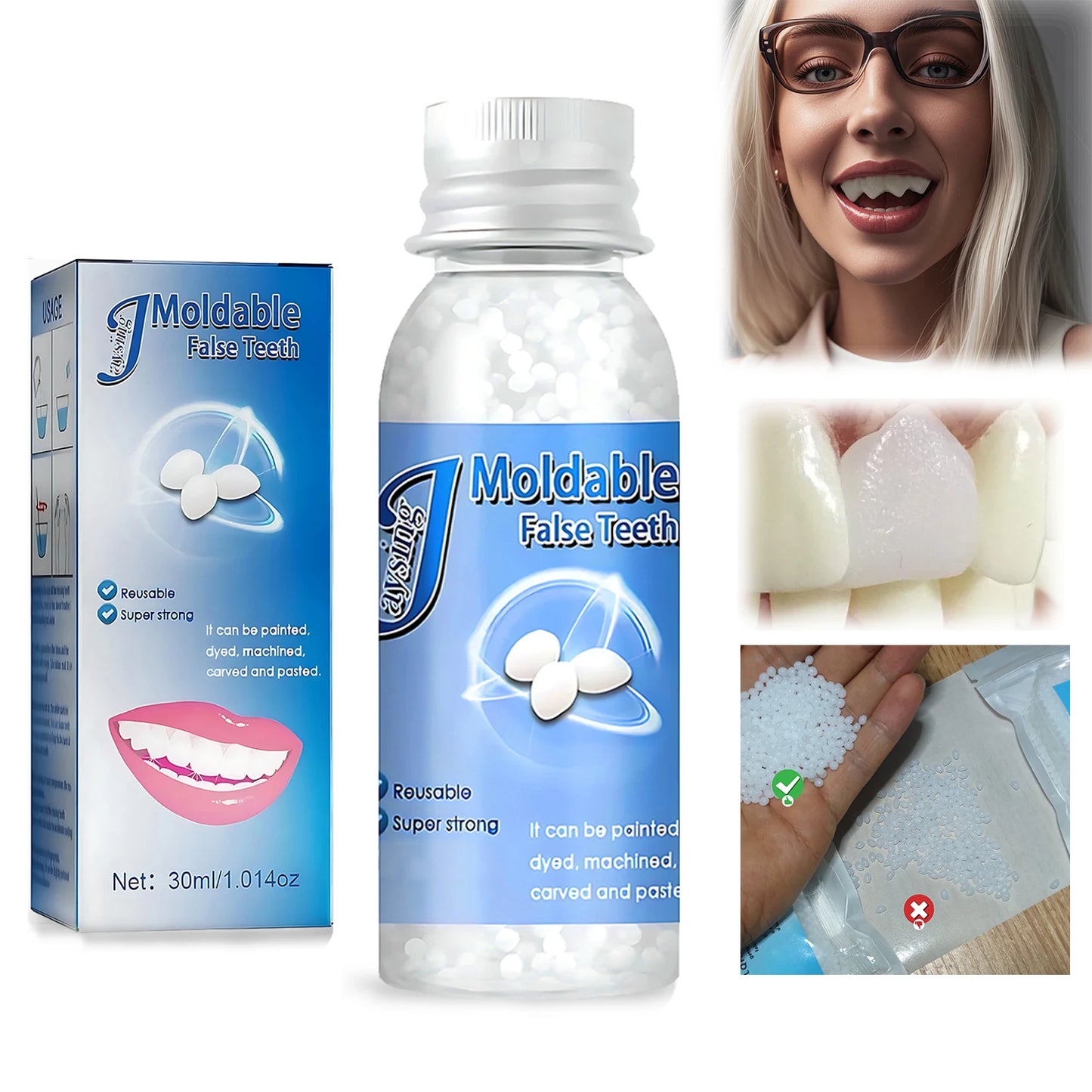Molded Plastic - Party temporary teeth decoration, DIY role-playing, temporary restoration model, Halloween vampire Molten clay