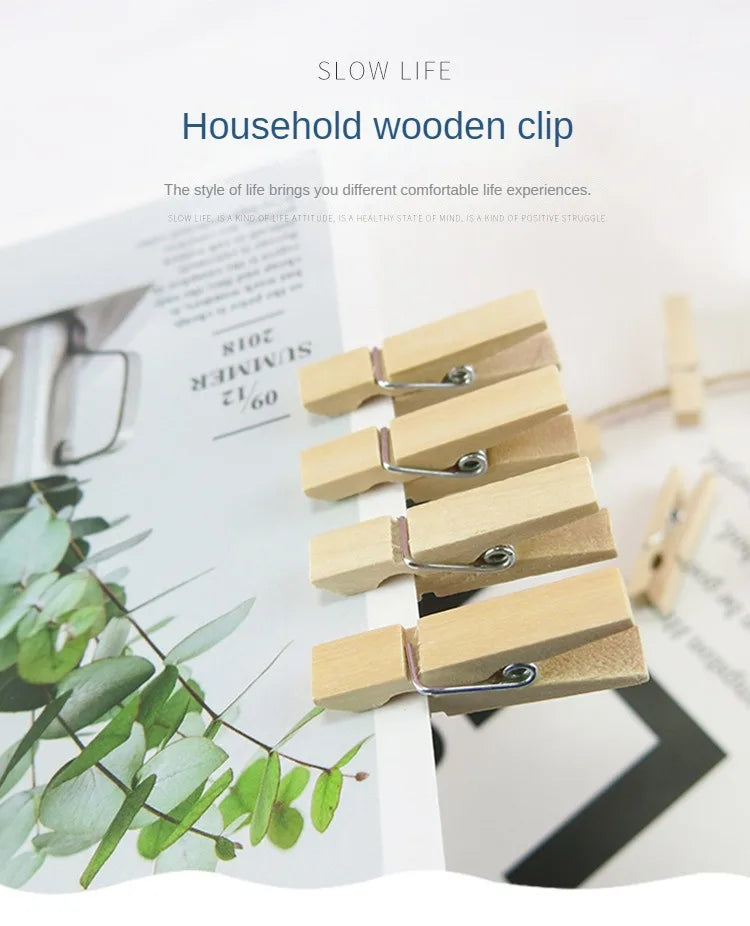 Mini 25mm Natural Wood Clip Clothes Organizer Photo Clip Clothespin Clothespin Wedding Party Wooden Clip  Pendant 10/100 Pcs