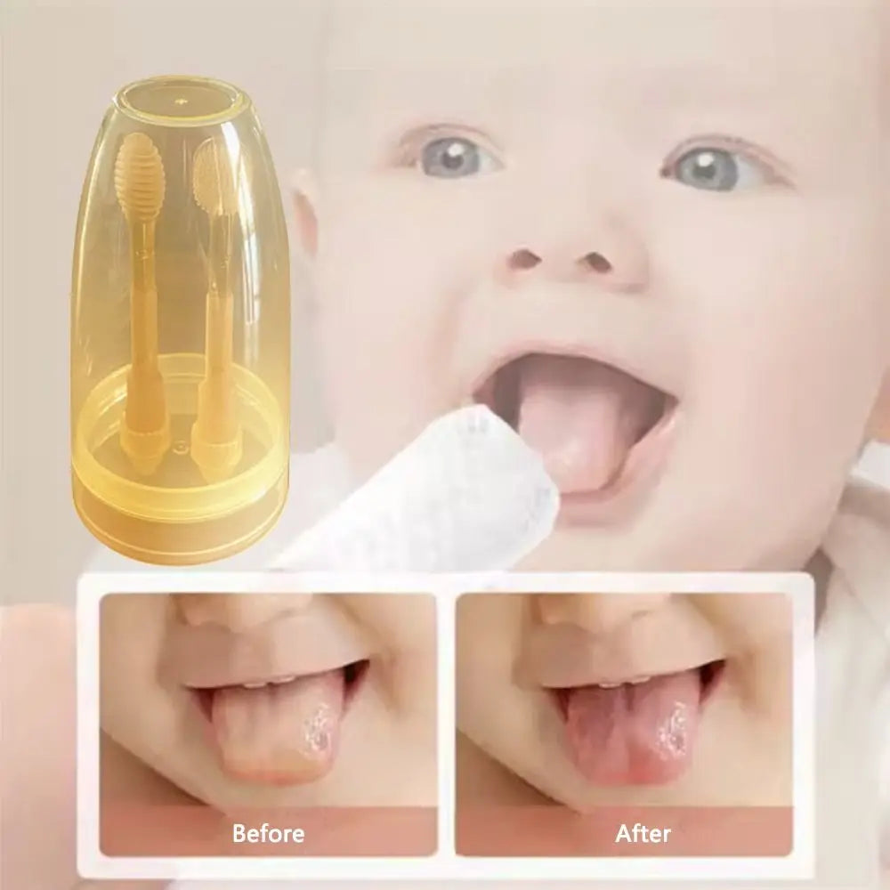 Soft Oral Care Baby Toothbrush Cleaning Tools Rubber Oral Cleaning Brush 0-18 Months BPA Free Tongue Coating Brush Baby