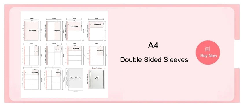 A4 Binder Photocards Holder Kpop Photo Card Page 2/3/4/9/10 Pocket Sleeves PVC Free Photo Album Refills 4x6 10x15 Pocket Sleeves