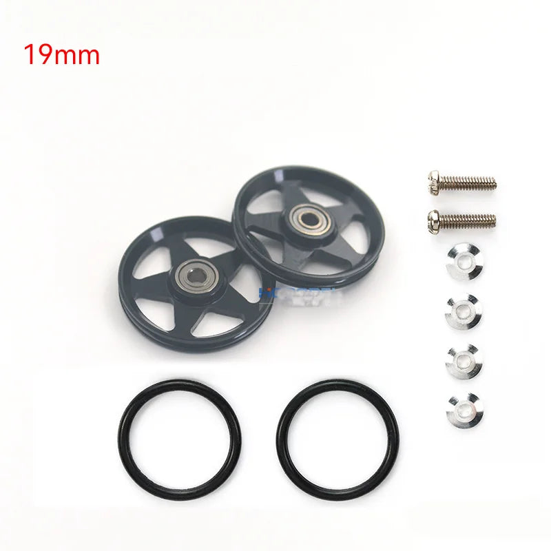 2pcs 15418 13-12mm Aluminum Alloy Guide Rollers 15461/15426 2023Jcup 95160 19mm Roller With Rubber Ring Tamiya Mini 4WD Homemade
