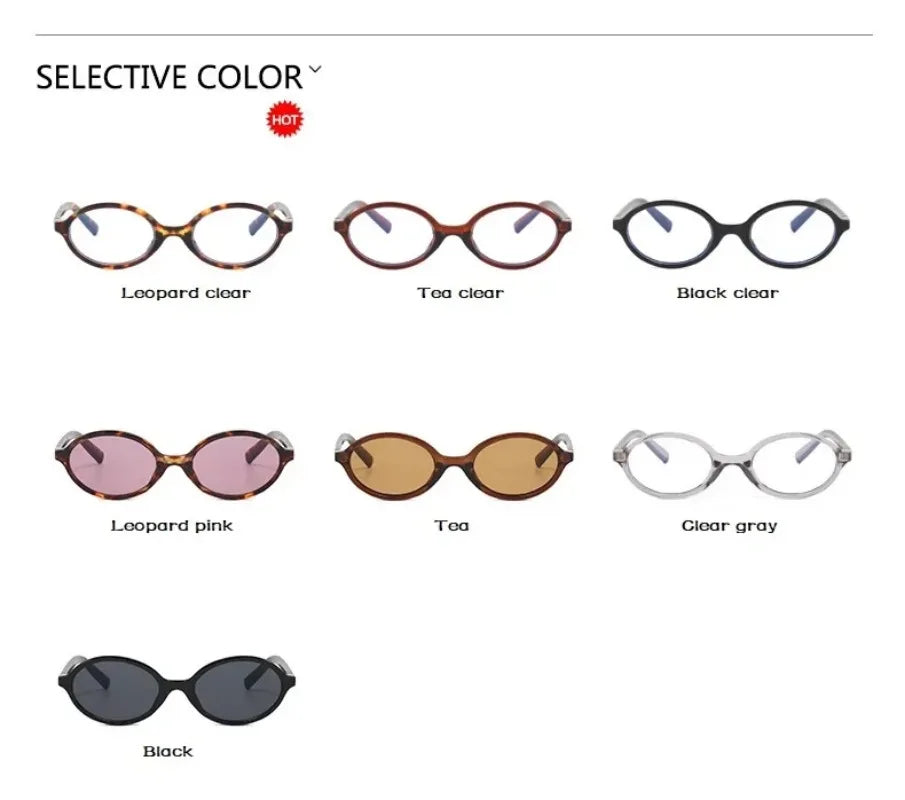 Vintage Oval Sunglasses NEW Women Luxury Brand Designer Small Oval Anti Blue Light Glasses Retro Fashion Men Leopard Eyegalsses