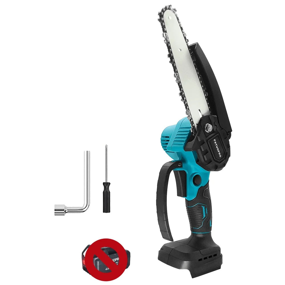 PATUOPRO 6 Inch Electric Saw Brushless Cordless Chainsaw Handheld Woodworking Garden Tools For Makita 18V Battery(No Battery)