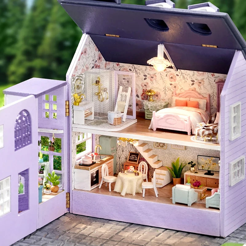 DIY Wooden Doll Houses Mini Assembly Handmade Small House Creative Scene Decoration DollHouse For Toys Birthday Gifts