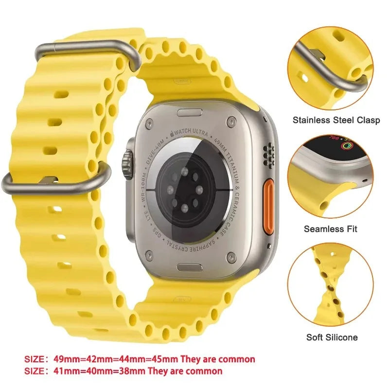 Silicone Band For Apple Watch strap 44mm 45mm 40mm 41mm 42-38mm 45 mm sport bracelet iwatch series 8 7 6 5 4 3 SE 9 Ultra 2 49mm