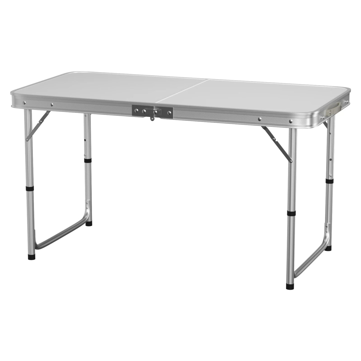 120cm Aluminium Folding Table - Portable Lightweight Camping With Extra Strength Trestle Design, Power Coated Adjustable Height
