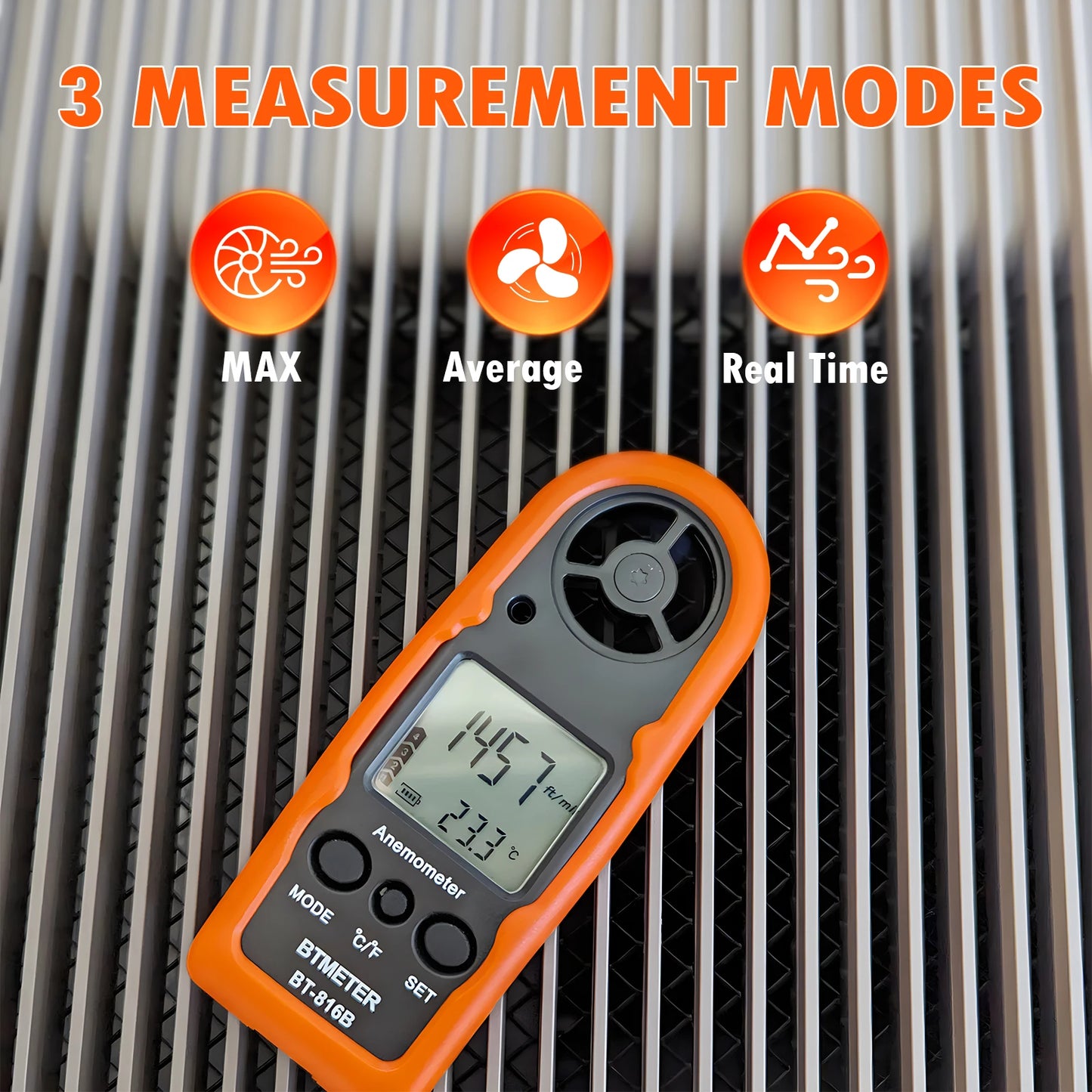 Mini Pocket Anemometer HP-816B, Wind Speed Meter 0-30m/s Current/Average/Max with Temp Backlit LCD for Drone Shooting Outdoor
