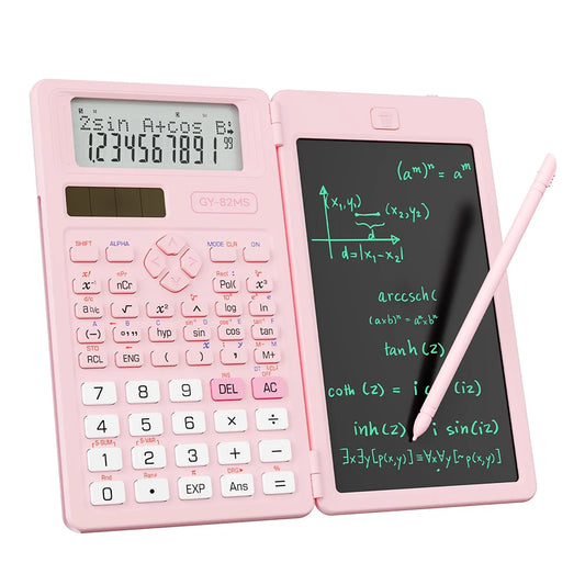 2-In-1 Foldable Scientific Calculator & 6 inch Writing Tablet 82MS 240 Function LCD Display For College Office Student Teacher