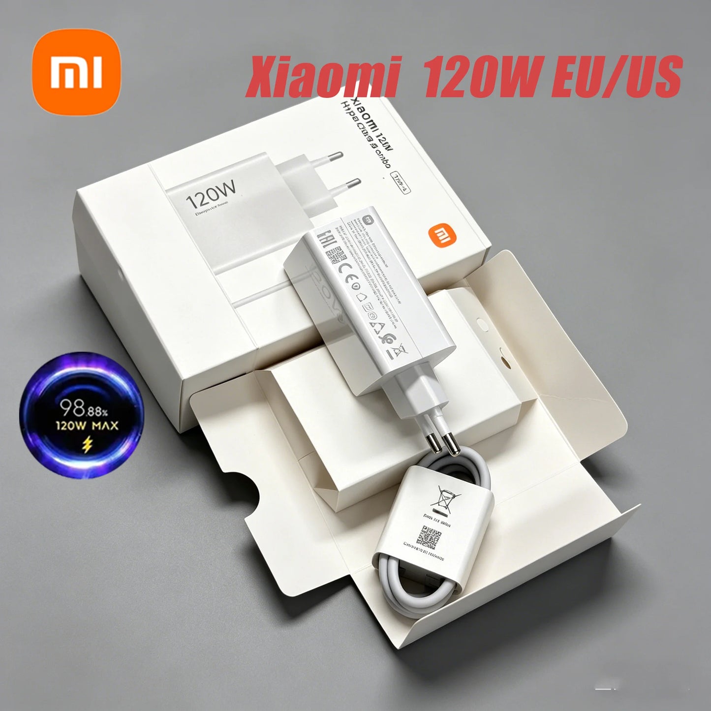 Original  Xiaomi 120W Charger Turbo Charge EU US Adapter 1M 6A Usb Type C Cable For Poco X5 X4 F5 Pro Mi 13 12 11 Lite Mix Fold