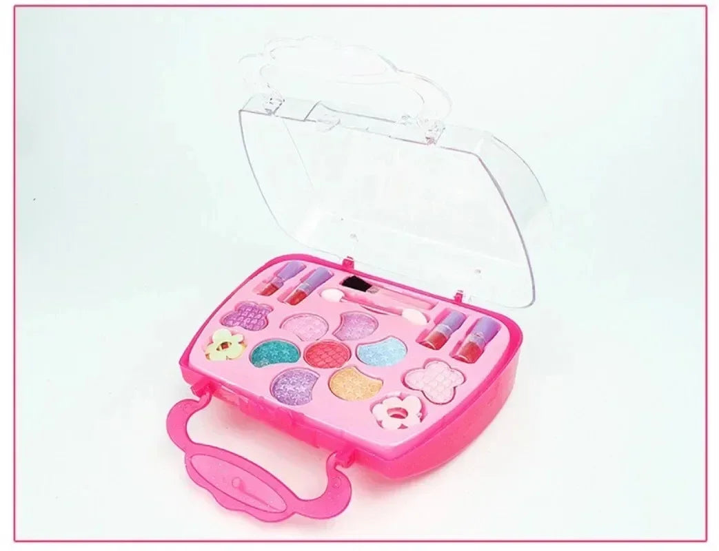 Girls Make Up Box Play House Toy Eye Shadow Little Girl Princess Makeup Cosmetics Handbag Funny Safe Water Soluble Birthday Gift