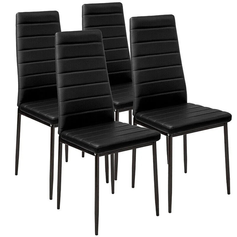 BonChoice Set of 2/4/6 Dining Chairs PU Leather/Velvet High Back With Metal Legs For Dining Room Kitchen Restaurant Office