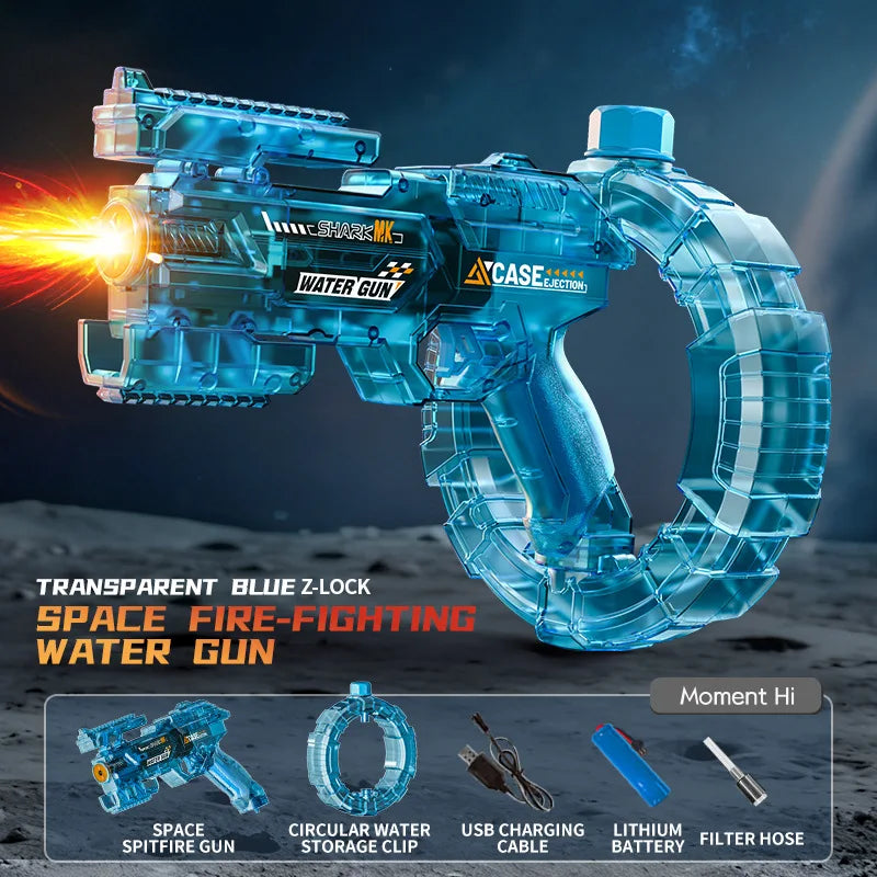 Energy Gathering Ring Electric Water Gun LED Lighting  Linkage Deformation Continuous Shooting Toy Summer Beach Pool Games Gift