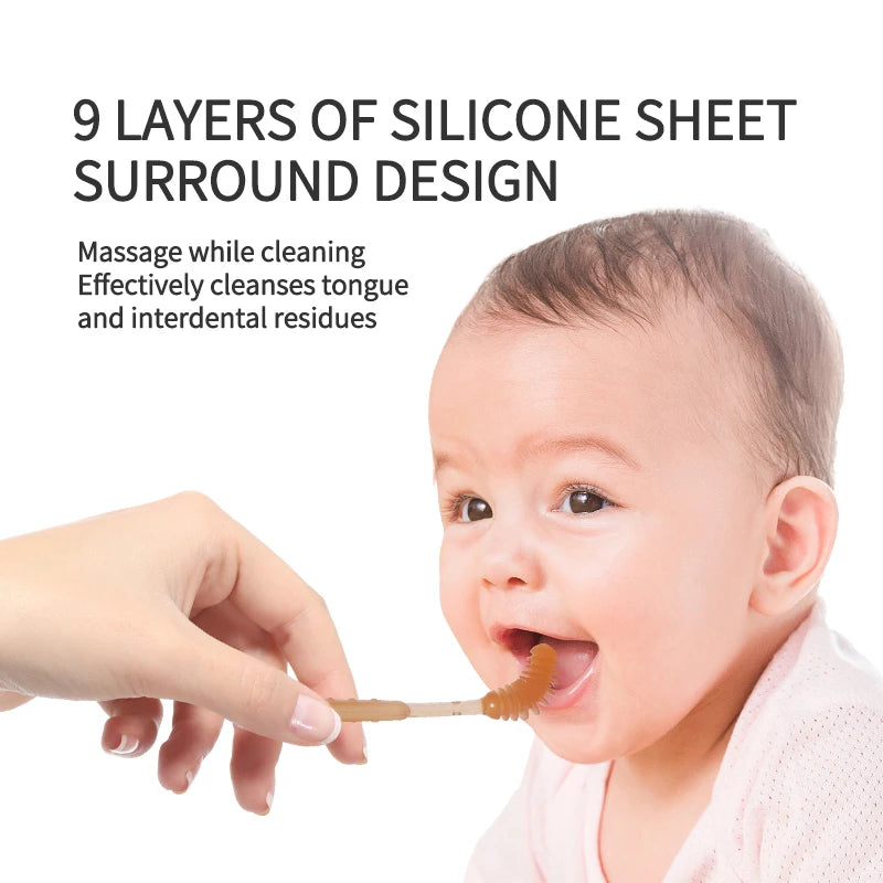 Baby Silicone Toothbrush 3d Wrapped Teeth Tongue Massage Brush Gently Cleans Milk Stains For Training Brush Teeth Child